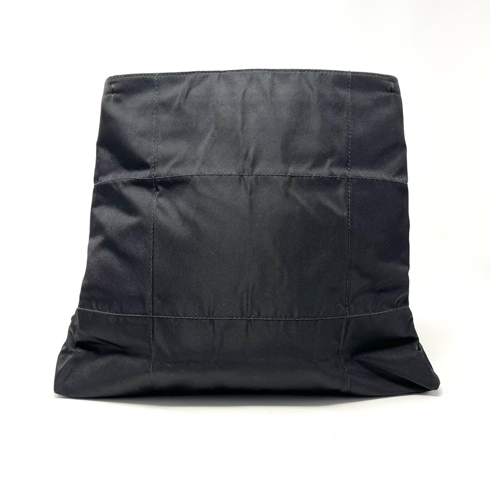 Vintage Prada Black Tessuto Nylon Triangle Logo Shoulder Bag Tote Chain Handle - Picture 4 of 13